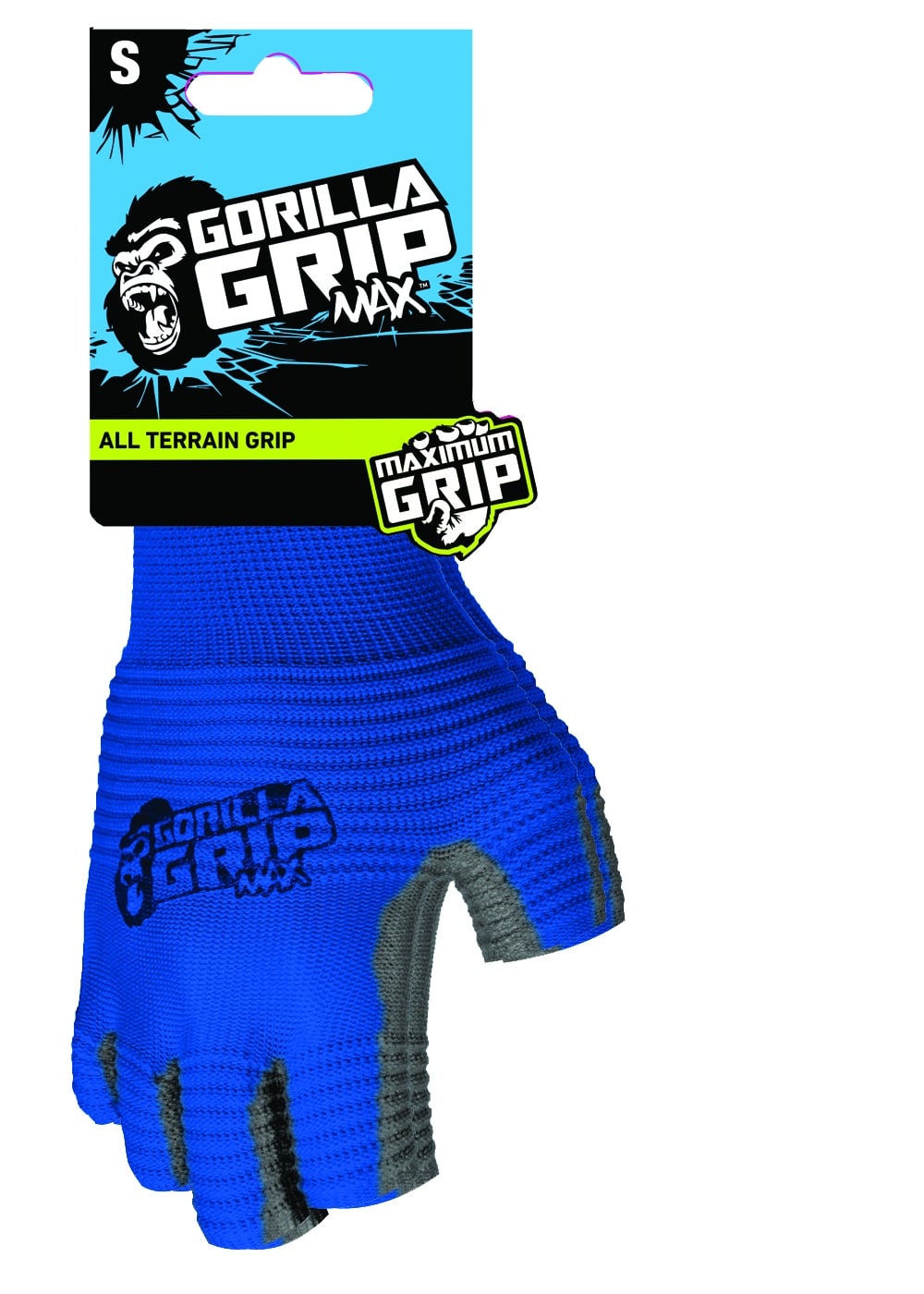 Gorilla Grip MAX Fingerless Gloves 1-Pair Color: Blue and Black Breathable Fingerless Work and Fishing Gloves with Ribbed Gripping Surface 